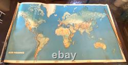 Grande Carte Planisphère AIR FRANCE 1976 205 x 117 cm Perceval