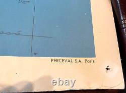 Grande Carte Planisphère AIR FRANCE 1976 205 x 117 cm Perceval