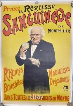 Grande et Rare Affiche Originale 1900 REGLISSE SANGUINEDE PHARMACIE /MONTPELLIER