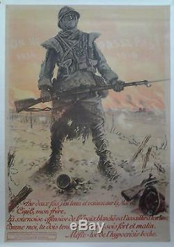 Guerre 1914-18 poilus Marne ON NE PASSE PAS par M. Neumont AFFICHE /R78
