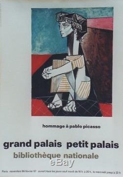 HOMMAGE à Pablo PICASSO PARIS 1967 Affiche originale entoilée