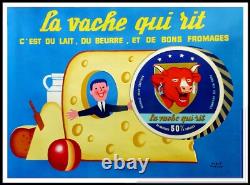 Hervé MORVAN La vache qui rit, affiche ancienne originale publicitaire 1957