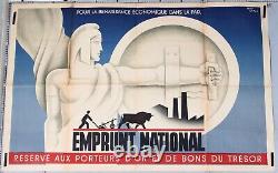 JEAN CARLU Affiche ancienne ci-1930' EMPRUNT NATIONAL RÉSERVÉ AUX PORTEURS D'OR