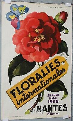 Jean Adrien Mercier 1956 Affiche Ancienne Nantes Floralies Internationales