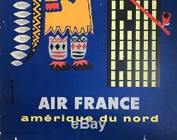Jean Colin Affiche 1956 Aéronautique Air France Original Vintage Poster