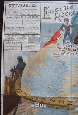 Jules Verne Affiche Hetzel Etrennes 1890 Au Globe Terrestre Amand Lith. Roux