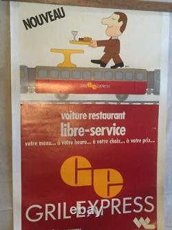 L76-Grande AFFICHE ancienne FORTIN Pub pour GRIL EXPRESS Wagon restaurant 1970