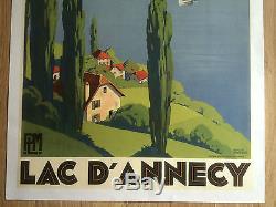 LAC D'ANNECY lithographie Originale Entoilée de ROGER BRODERS de 1930 Etat A +