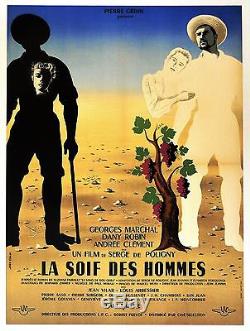 LA SOIF DES HOMMES (Entoilée) Serge de POLIGNY Affiche de Jean COLIN Vins