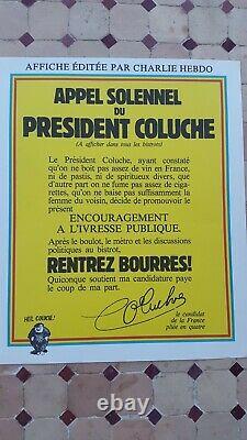 LOT 4 AFFICHES ORIGINALES Présidentielle Coluche 1981 NEUF