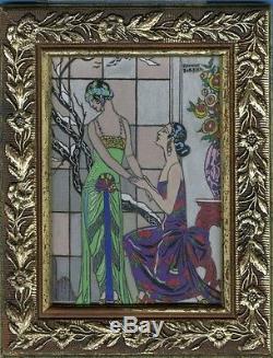 L'AVEU DIFFICILE de Georges BARBIER 1923 Peinture originale gouache sur carton