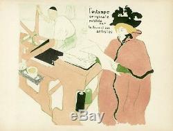 L'ESTAMPE ORIGINALE Planche litho entoilée TOULOUSE-LAUTREC 1893 30x24cm