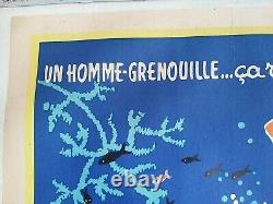 L'homme-grenouille, frogman Loterie Affiche ancienne/original poster litho