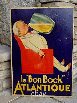 Le BON BOCK ATLANTIQUE Bière/Carton Publicitaire Ancien