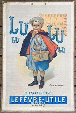 Lefèvre-Utile Le Petit Écolier de F. Bouisset panonceau Lithographié 1900 / LU