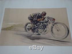Lithographie Geo Ham Original Bill Lacey 996cc Grindlay Peerless 1000 Jap 1929