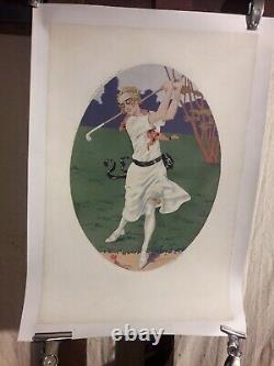 Lithographie Golfeuse Georges Grellet Annees 1925