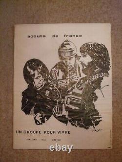 Lot 4 affiches scouts de France sur calque (1978) dessins en noir 55 x 60 cm
