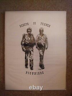 Lot 4 affiches scouts de France sur calque (1978) dessins en noir 55 x 60 cm