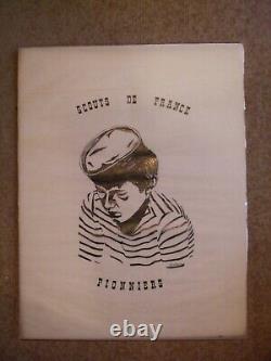Lot 4 affiches scouts de France sur calque (1978) dessins en noir 55 x 60 cm