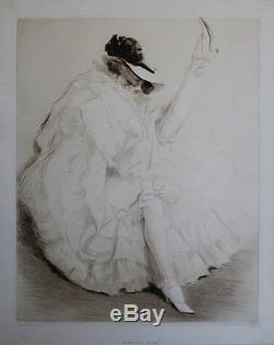 MADEMOISELLE CYCLONE Eau-forte entoilée et signée par Edgar CHAHINE 1907