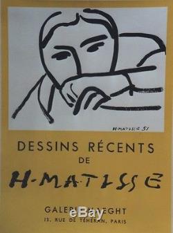 MATISSE DESSINS RECENTS /EXPOSITION MAEGHT 1952 Affiche originale entoilée