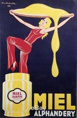 MIEL ALPHANDERY Affiche originale entoilée Litho G. GORDE 1932 84x123cm