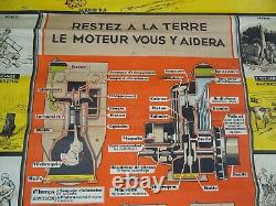 MOTEUR BERNARD RARE publicité affiche ancienne MACHINE AGRICOLE art populaire