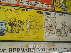 MOTEUR BERNARD RARE publicité affiche ancienne MACHINE AGRICOLE art populaire