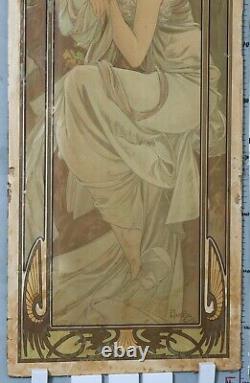 MUCHA ALPHONSE LITHOGRAPHIE REPOS DE LA NUIT 1899 107,5x40,5 cm