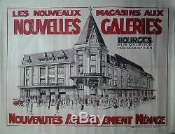 Magasins Nouvelles Galeries à Bourges AFFICHE ORIGINALE ANCIENNE/G204