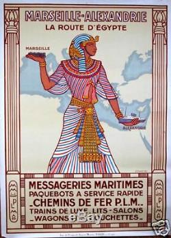 Messageries Maritimes Marseille-Alexandrie Daviel 1924 AFFICHE ORIGINALE ANCIENN
