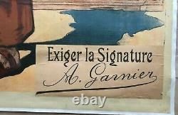 Monastine Liqueur Alcohol 1892 Eugene Oge Rare Affiche Litho Originale Entoilee