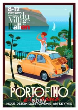 Monsieur Z Original Travel Poster Portofino e Cassis 2023 + Certificat