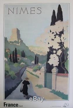 NIMES 1934 Affiche originale entoilée A. PETIT 63x93cm