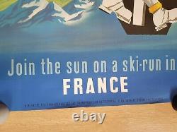 Original poster affiche ancienne ski JOIN THE SUN ON A SKI-RUN IN FRANCE Dubois