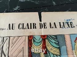 Originale Affiche Image D'epinal Au Clair De La Lune