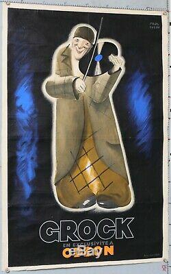 PAUL COLIN AFFICHE ANCIENNE 117x79 cm GROCK DISQUES ODEON Circa 1929