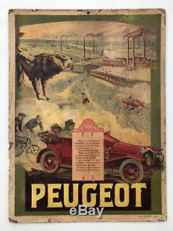 PEUGEOT 1913 Rare Panonceau lithographié signé Tamagno
