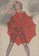 Pin-up Au Parapluie Affiche Originale Entoilée Carols (brenot) 1950-51 34x51cm