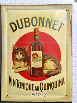 PLAQUE PUBLICITAIRE ANCIENNE METAL SÉRIGRAPHIÉ DUBONNET VIN TONIQUE circa 1930