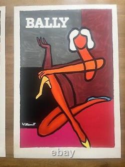 Paire d'affiches originales Bally (tirage de luxe) 1986 Villemot