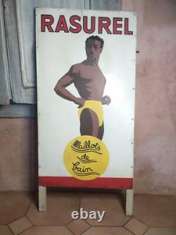 Panneau ancien PUB VINTAGE C. 1930 Rasurel Maillots de bain
