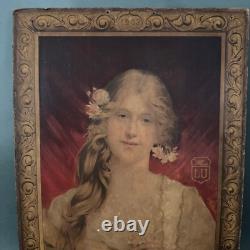 Panonceau LU 1903 La Femme aux Roses par Martin Kuvel imp. F. Champenois A5263