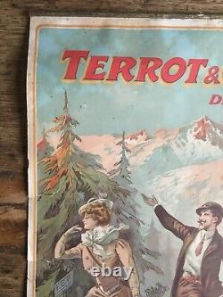 Petite affiche Terrot & Cie par Tamagno Lithographie parisienne Robin 24,5x49 cm