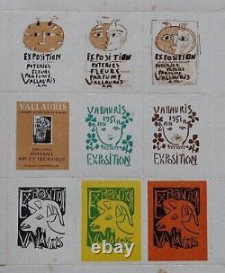 Planche originale complète étiquette Expositions PICASSO Vallauris 1948 1958