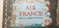 Planisphere Air France Preceval A Paris Original 300 Exemplaires 93,5 CM Par 56