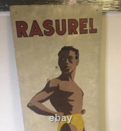 Plaque tôle anciennes PUB VINTAGE C. 1910-30 Rasurel Maillots de bain