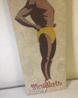 Plaque tôle anciennes PUB VINTAGE C. 1910-30 Rasurel Maillots de bain