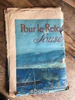 Pour le retour souscrivez, affiche ancienne à restaurer